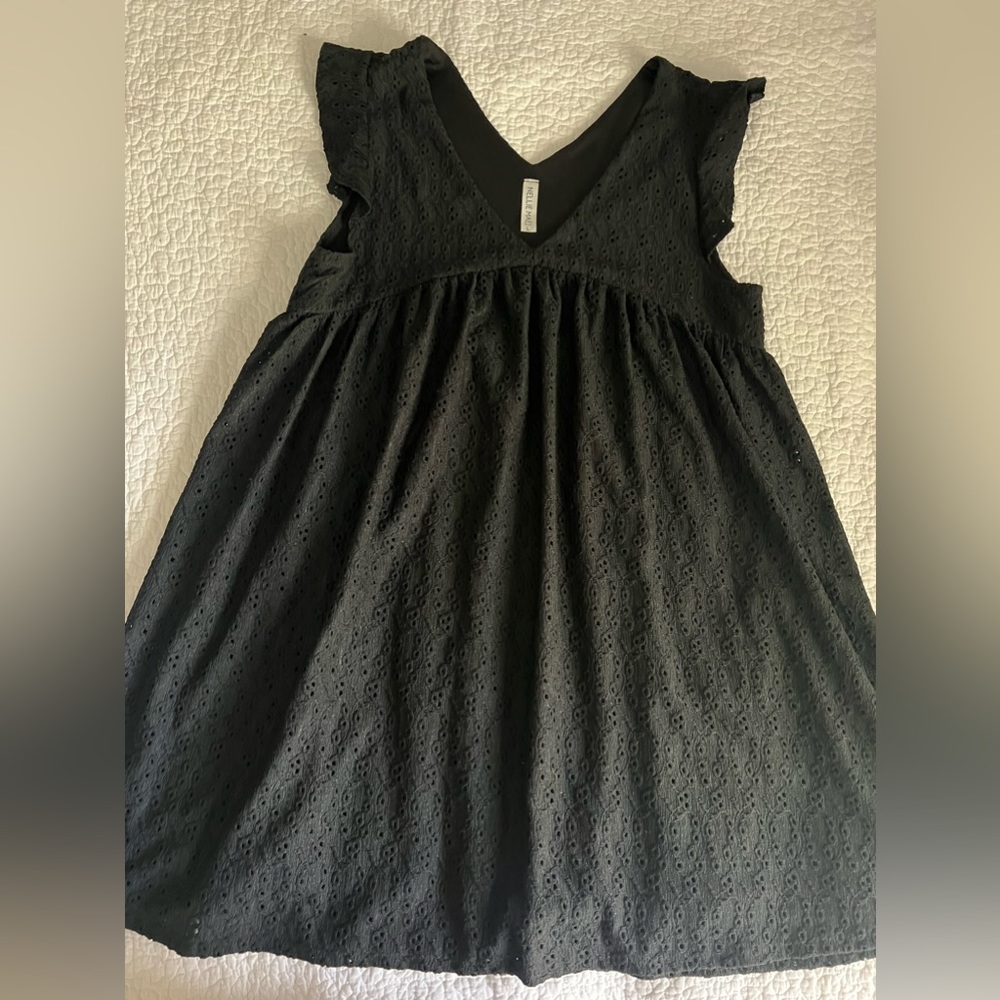 Black eyelet romper dress, size large
